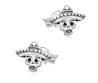 Mexican Sugar Skull Style Silver Ear Stud STS-5218